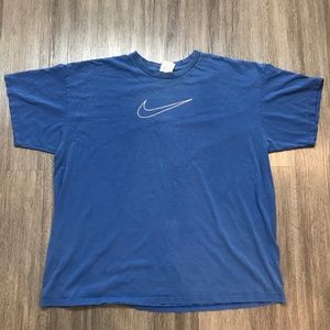Vintage Nike Swoosh Blue Shirt Silver Tag